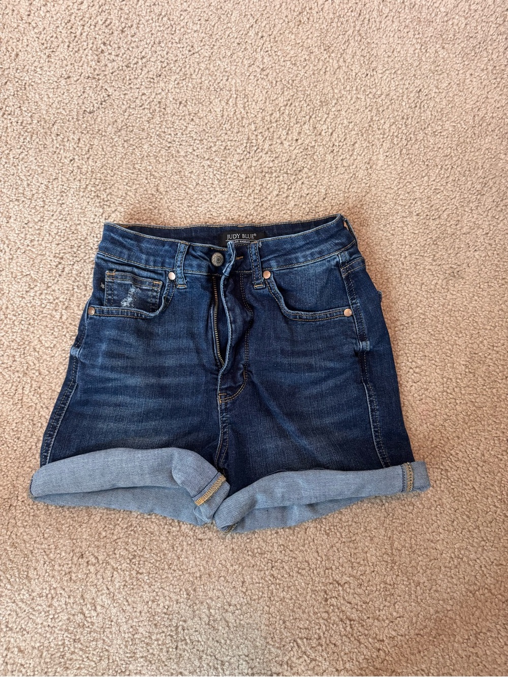 Judy Blue Dark Wash Rolled Hem Denim Shorts